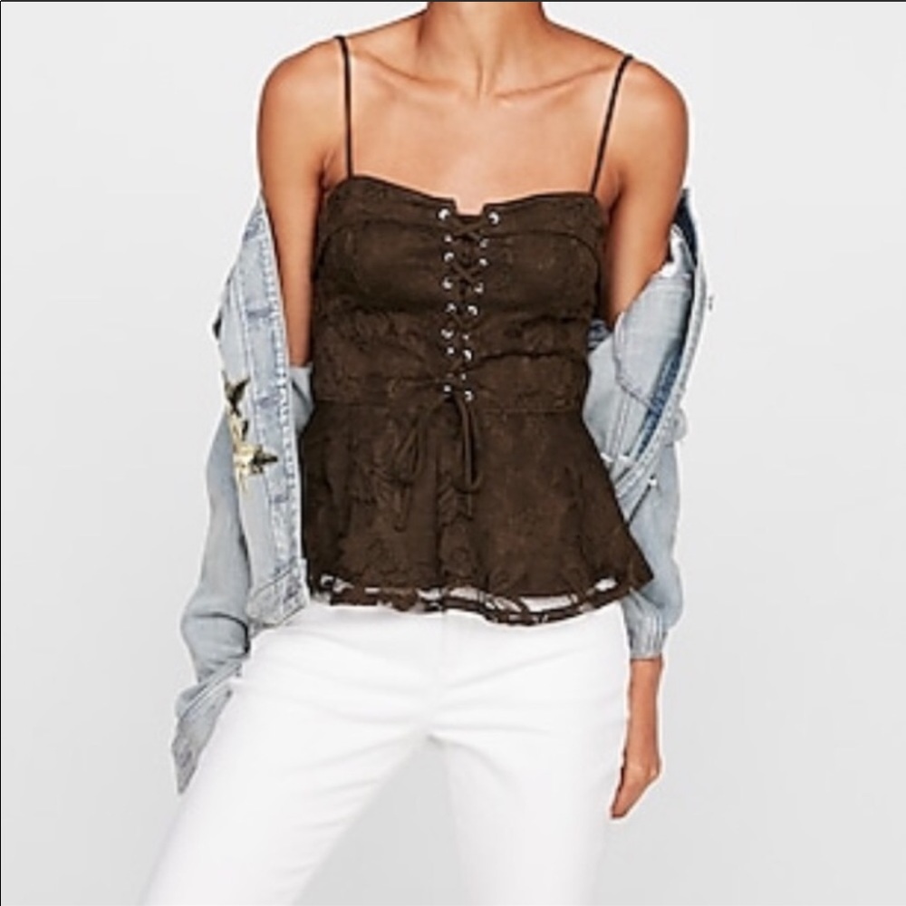 Express Lace Peplum Corset Tank